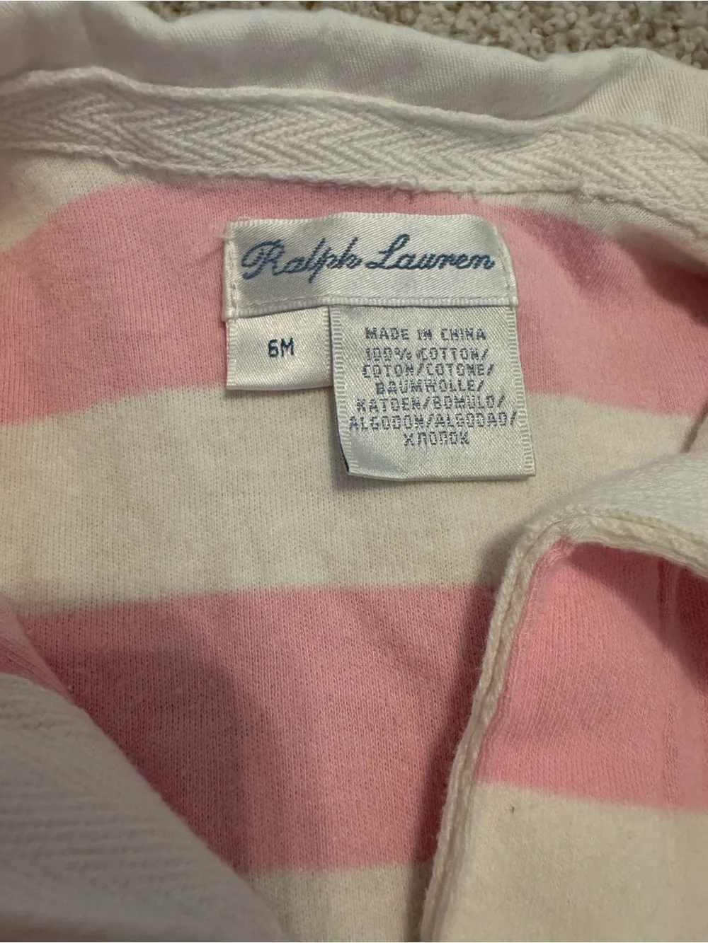 Ralph Lauren Pink & White Striped Cotton Polo One-Piece